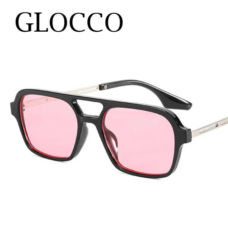 Vintage Small Frame Square Sunglasses Women Men Fashion Luxury Brand Double Bridge Sun Glasses For Female Leopard Blue EyewearX240920