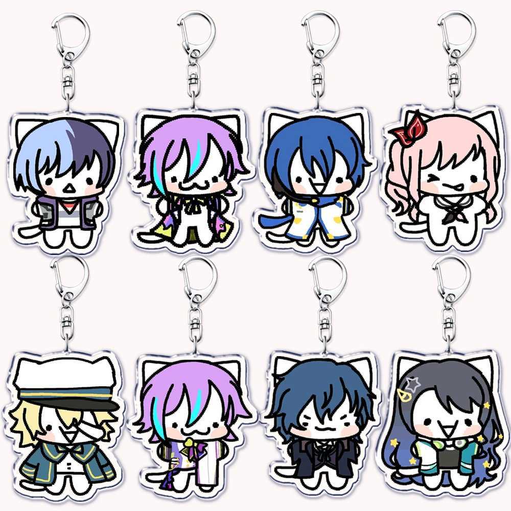 Cute Silly Cats Keychain for Bag Accessories Rui Tsukasa Akito Bag VIRTUAL SINGER Boys Key Chain Keyrings Jewelry Fans GiftsX240919