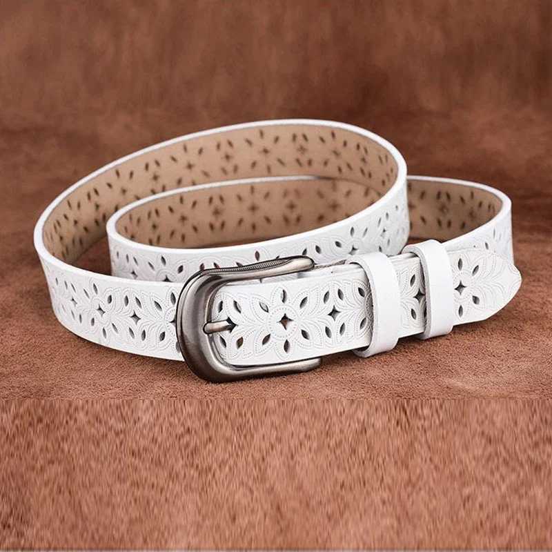 115CM New Belt Hollow Pattern Belt Womens Trend Belt Retro Pin Buckle Imitation Leather Belt Jeans W240920