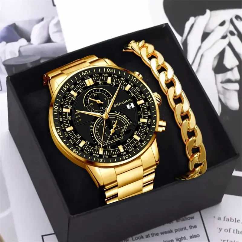 Mens Fashion Business Quartz Watch Fashion Fake Three Eye Six Pin Calendar Men Watch Stainless Steel Belt Men WatchesX240920