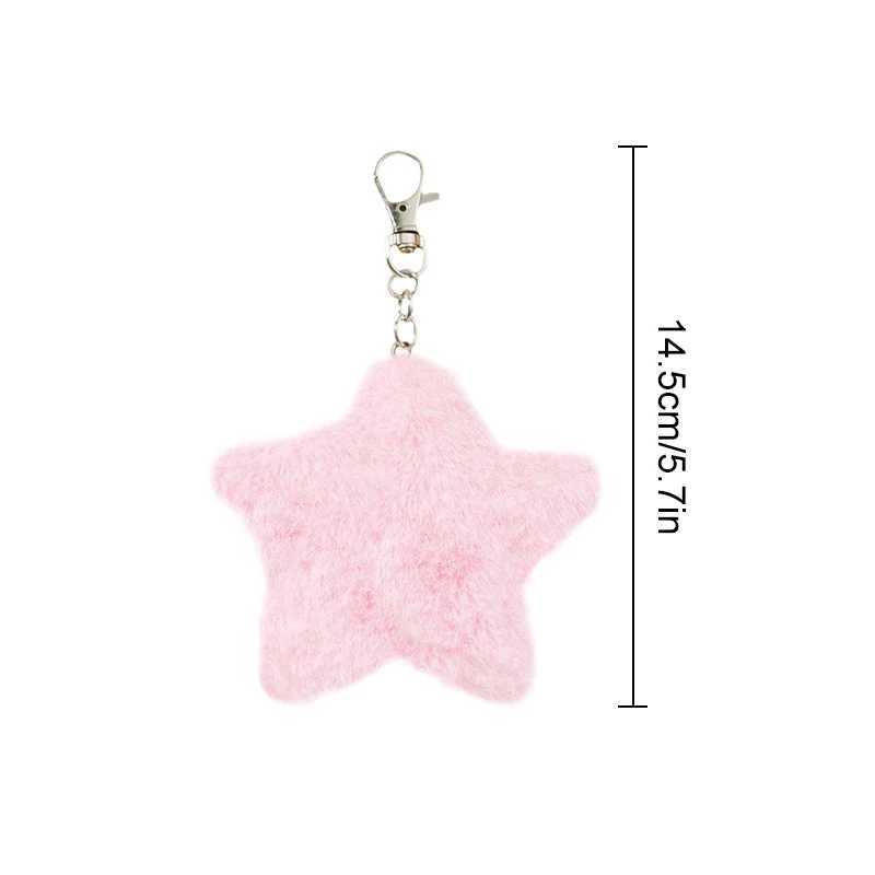 New Star Plush Pendant Keychains for Women Girls Pentagram Key Chains Rings Hairball Bag Keyring Holder Charm Jewelry AccessoryX240919