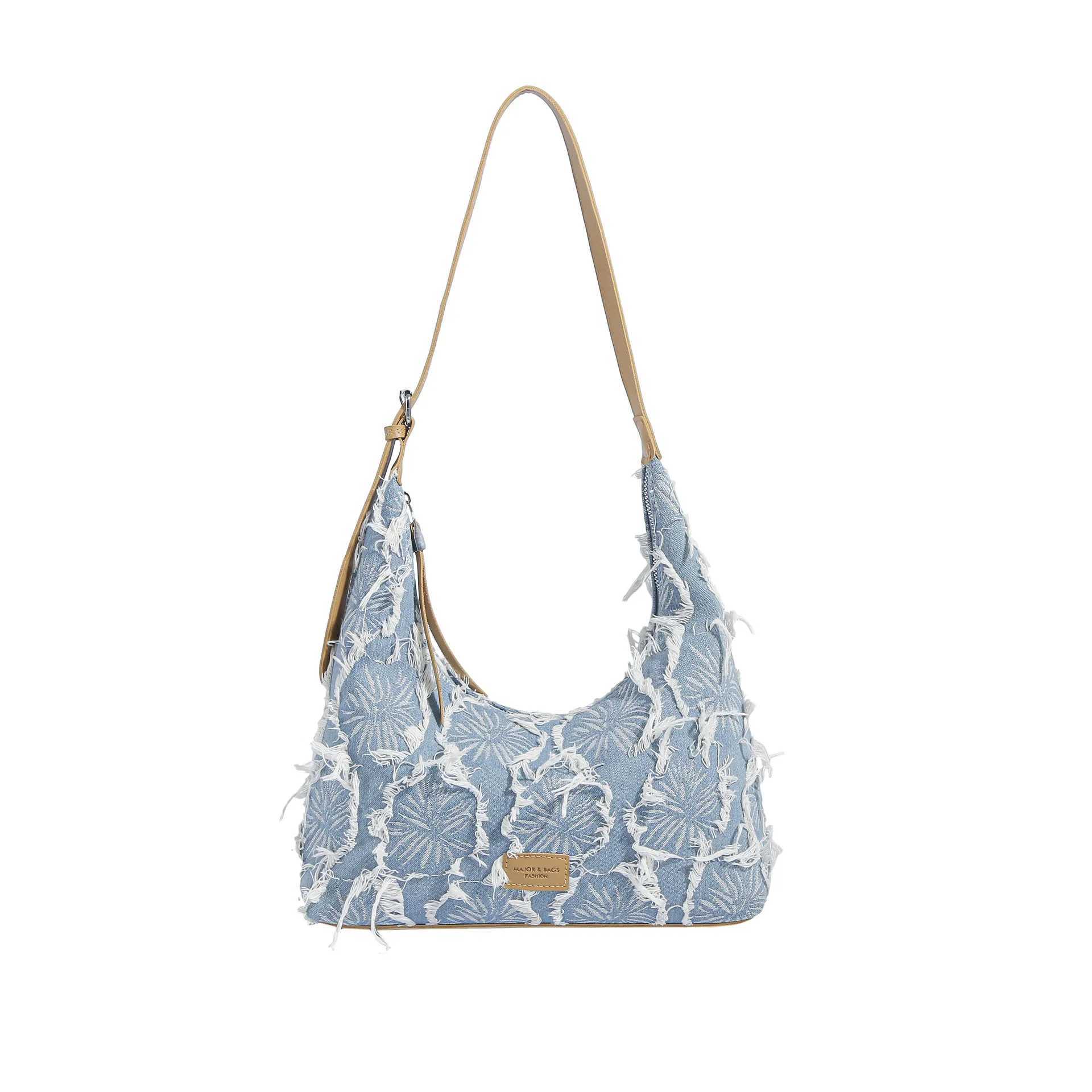 2024 New Fashion Niche Internet Celebrity Same Style Denim Rhombus Versatile Fashionable One Shoulder Crossbody Armpit Bag 240920