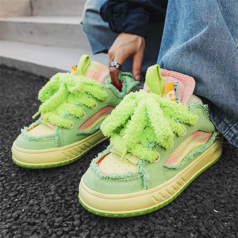 Fashion Spring Skateboarding Designer Green Unisex Platform Shoes Men Low-top Canvas Sneakers 2024 32e7 7b86