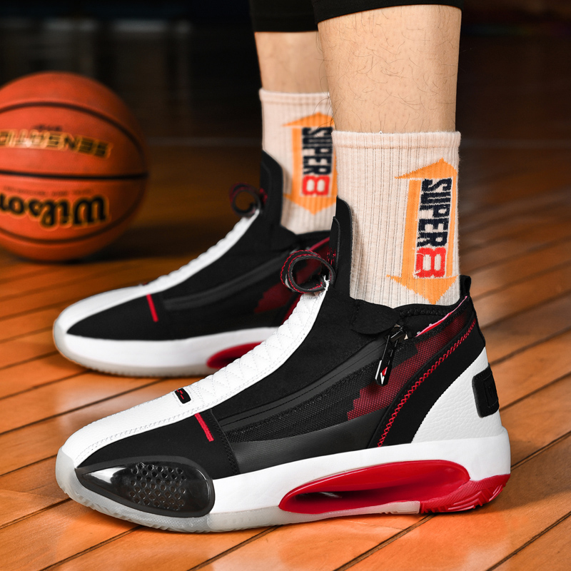Hot Sale Men Basketball Boot Breathable Basketball Sneakers Shock-Absorbant High Top Sneakers Non Slip Basketball Training Shoes