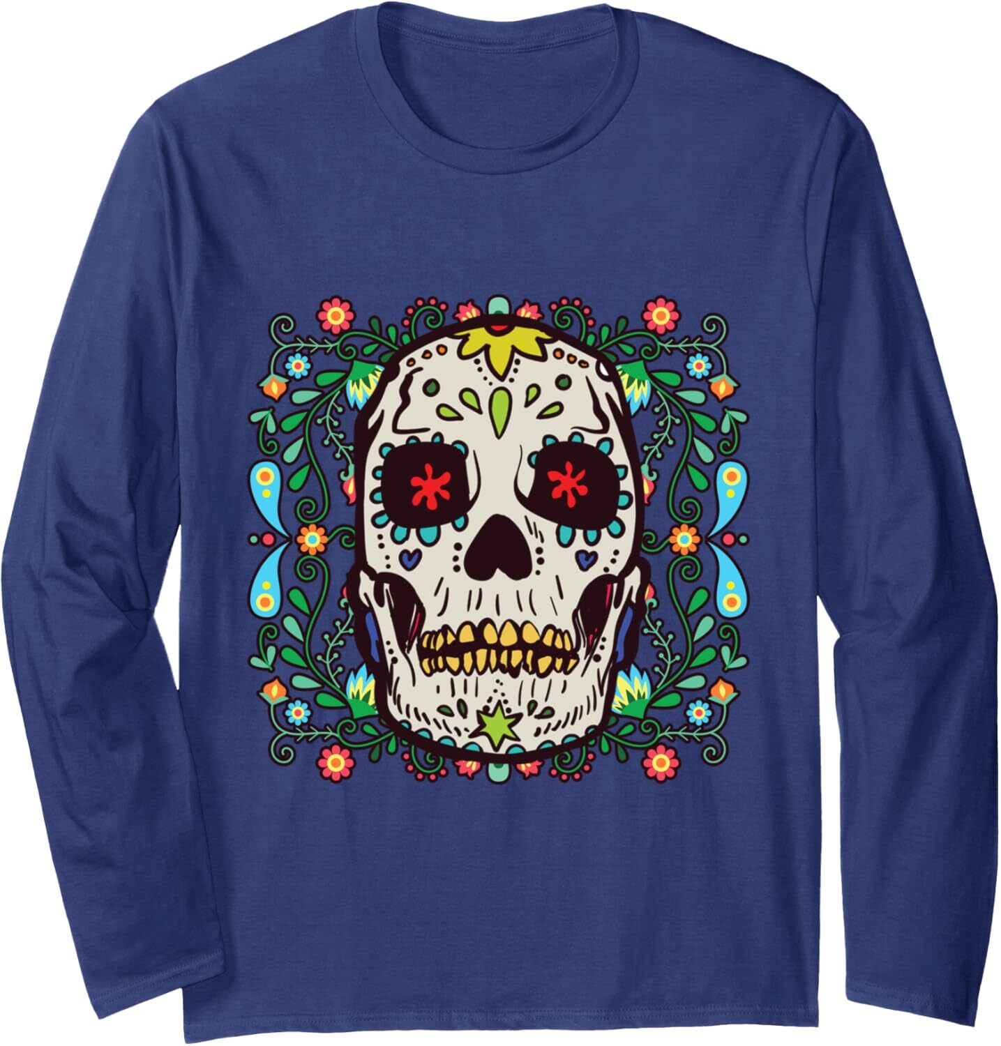 Long Sleeve Shirts for Men sweatshirt Skull Colored Flowers Funny Cool Friends Gift Long Sleeve Tee Streetwear Casual tops clothes trend