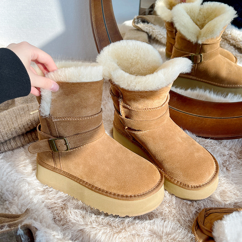 2024 New Winter Thick Bottom Warm Cotton Shoes with Velvet and Thick Bottom