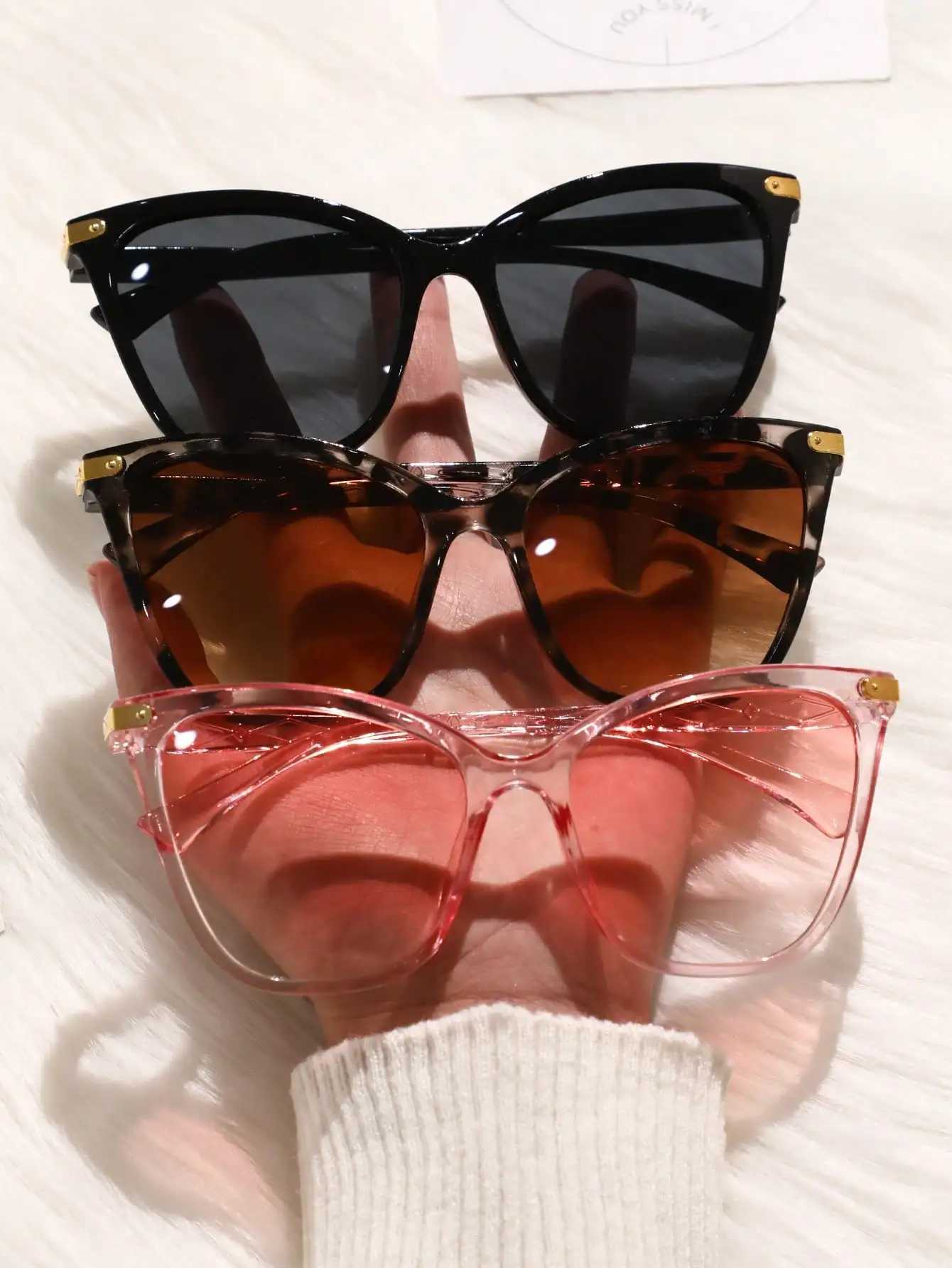 3PCS Unisex Plastic Cat Eye Frame Spicy Y2K Sunglasses For Rave Party Musical Festival Street Snap AccessoriesX240920