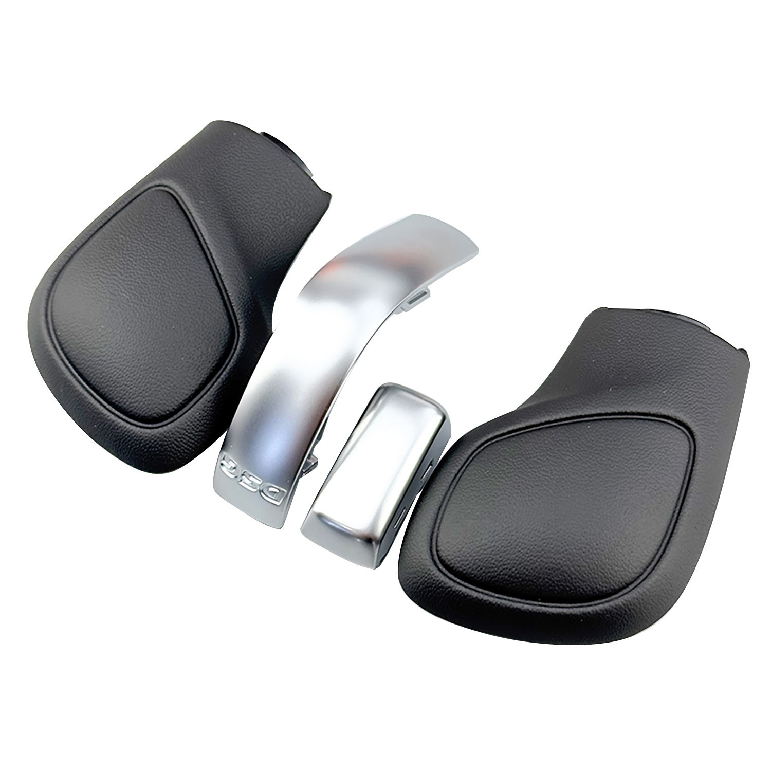 Black Leather Gear Shift Knob Side Cover With Shiny DSG For Golf 6 7 R GTI Passat B7 B8 CC R20 Jetta MK6 GLI