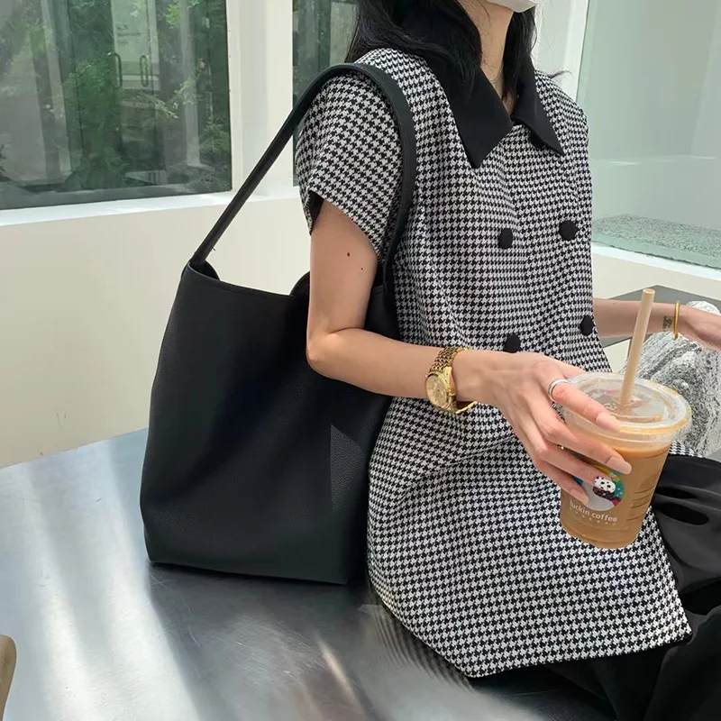 Korea Bucket Bag Designer Tote Bag for TLXT Women Sling Shoulder Bag Large Capacity Handbag Shopper with Small Bag