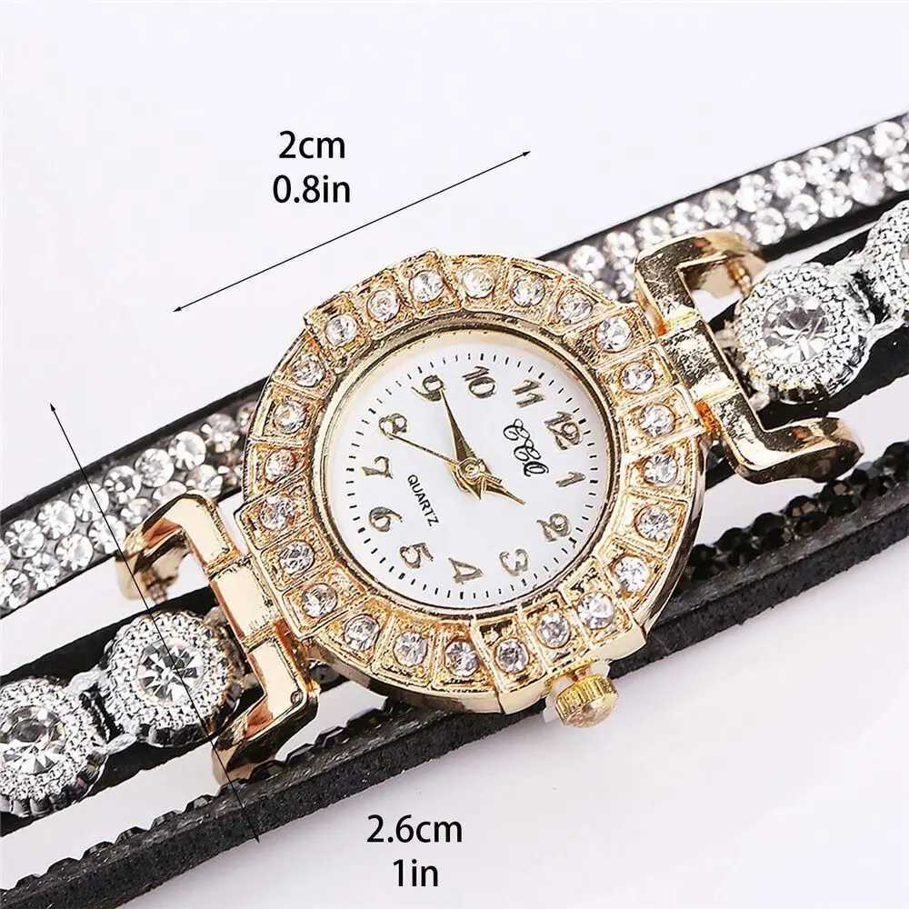 Quartz Round Watch Fashion Alloy With Diamond Bracelet Watches PU Leather Quartz Wrist Watches WomenX240920