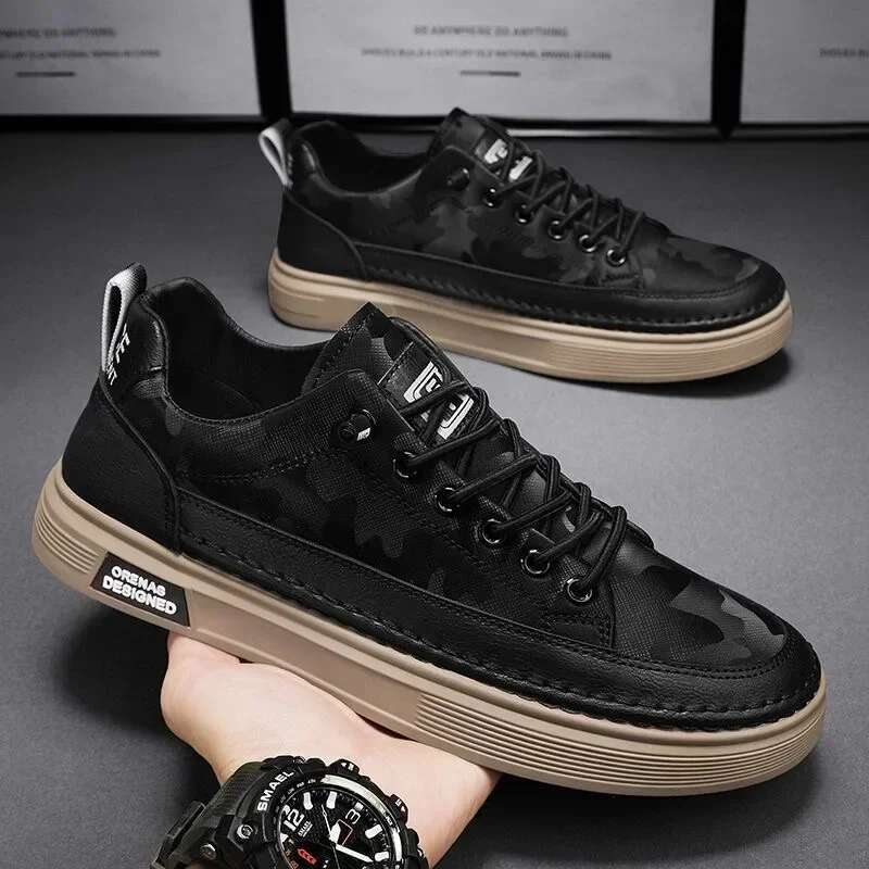 Casual Sneakers Leather Comfy for Walking Hiking Jogging Sport Trainers Men Shoes