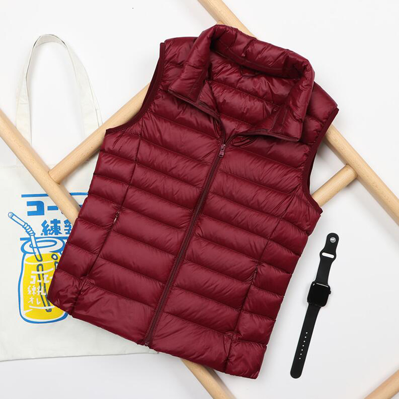 Autumn And Winter Short Ultra-Light Duck Down Windproof Vest Warm Women's Sleeveless Jacket