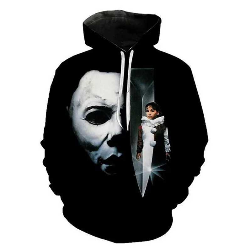 Horror Movie Halloween Hoodie Michael Myers 3D Print Men Women Hoodies Oversized Pullover Hooded Sweatshirts Kids Tops Clothing Y240920