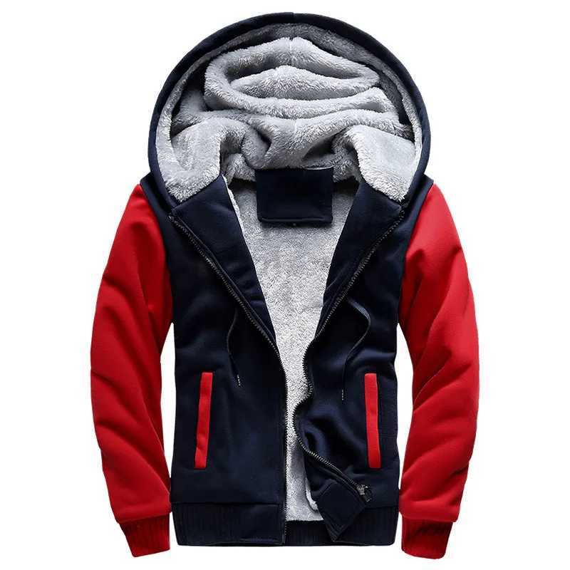 Mens Winter Camo Jacket Coat Fashion Wool Thickened Hoodie Brushed Long Sleeve Casual Street Wear Zipper Splice Coat M240919