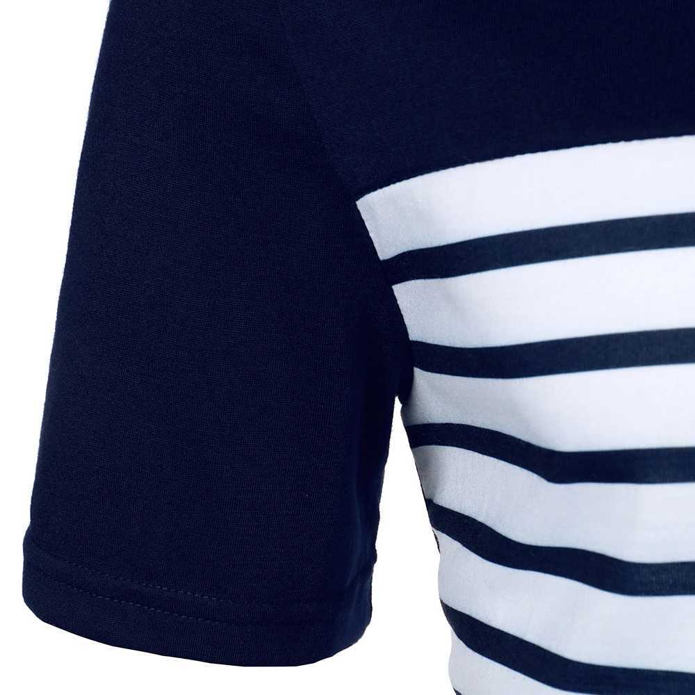 Men Short Sleeve Polo Shirt Two-Color Splicing Stripe Pocket Design Tops Streetwear Casual Fashion Contrast Color Men Polo ShirtX240920
