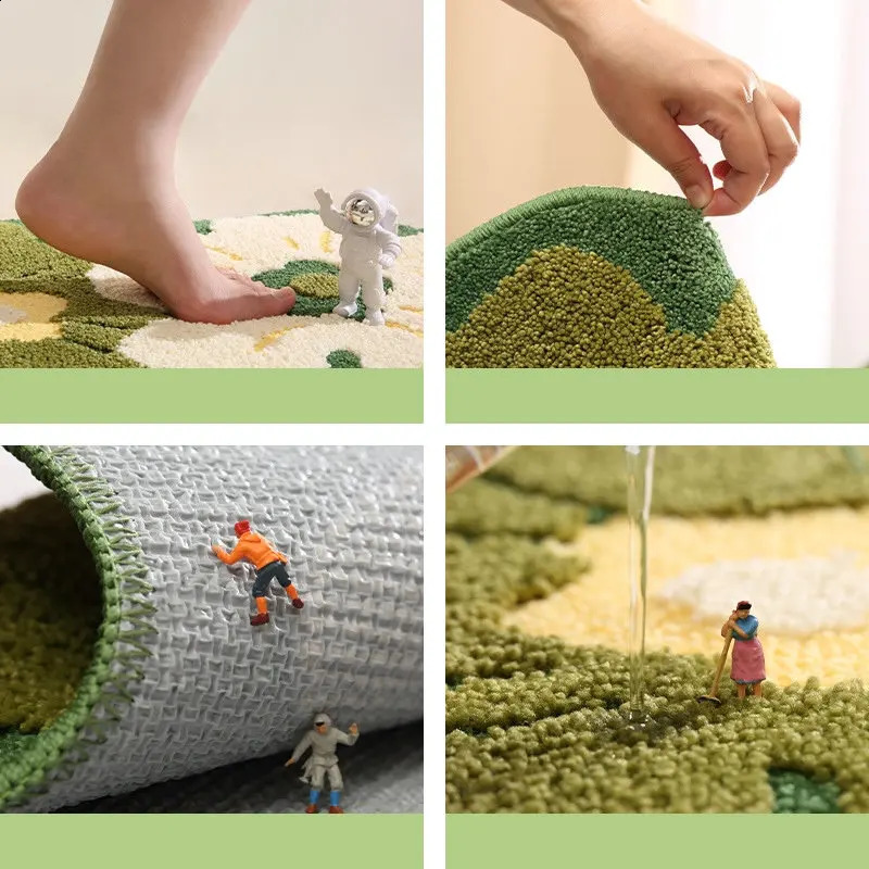 Plush Floral Bath Mat Soft Absorbent Anti-Slip Rug for Bathroom Bedroom R814 H260226