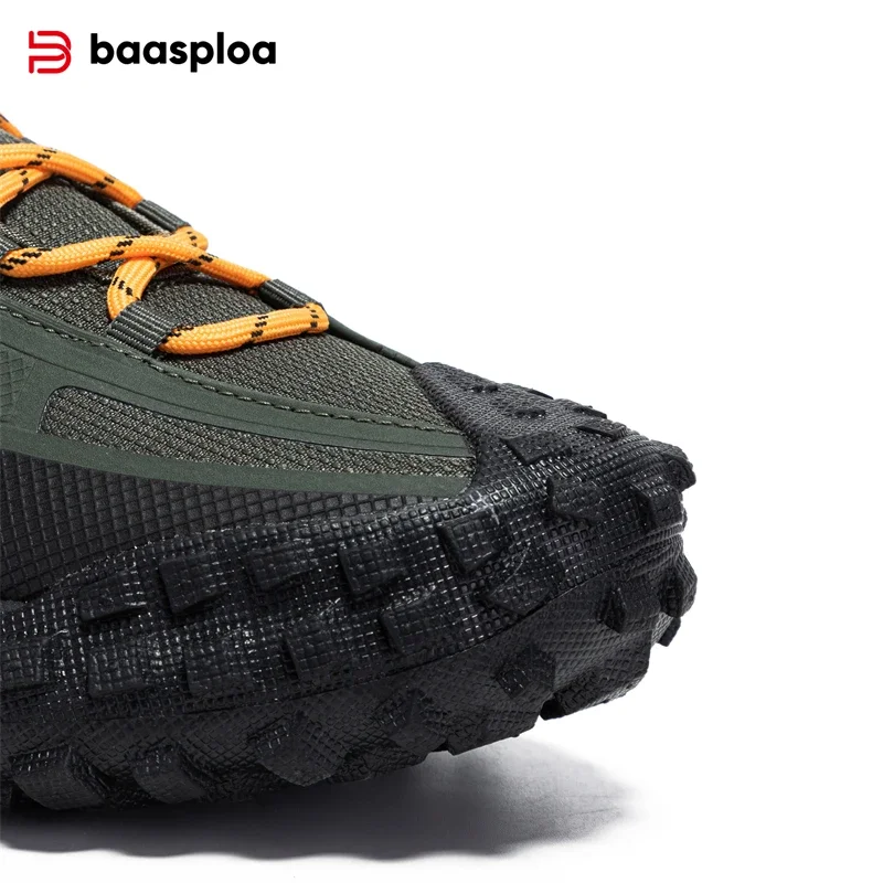 Baasploa Men Hiking Shoes Resistant Non Slip Sneakers Casual Lace-Up Walking Shoes Male Outdoor Waterproof Camping