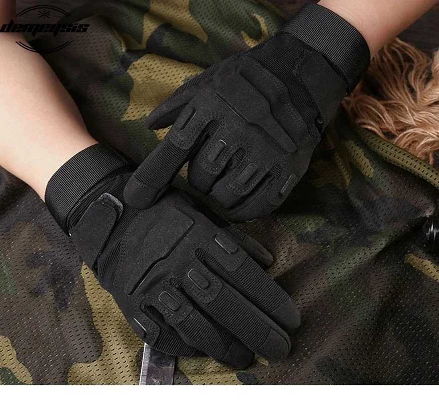 Sports Gloves Mens tactical special forces Black Hawk autumn and winter thin suede warm sports fitness anti slip durable motorcycle H240920