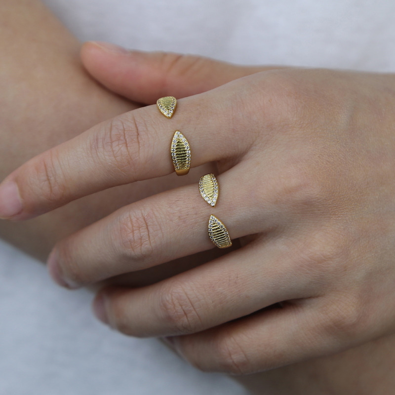 Gold Open Finger Rings Micro Pave Bg Cubic Zirconia | Bride Wedding Jewelry Gifts
