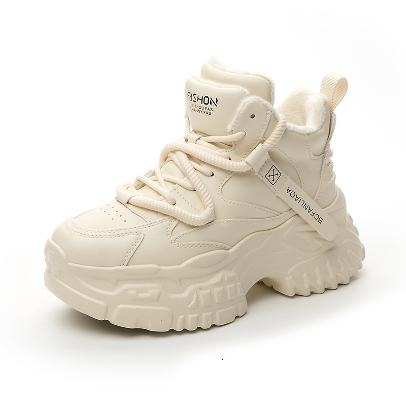 Small fluffy dad with visible feet, thick soles, small stature, increased height inside, women's winter cotton shoes, versatile, lightweight, and