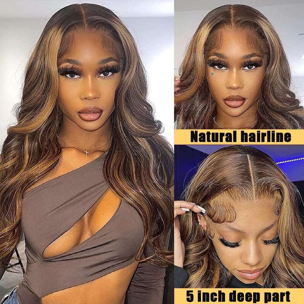 13x4 Human Hair Pre Plucked Glueless Frontal Wig 5x5 Lace Front Wigs Colored HD Deep Wave 250 Density