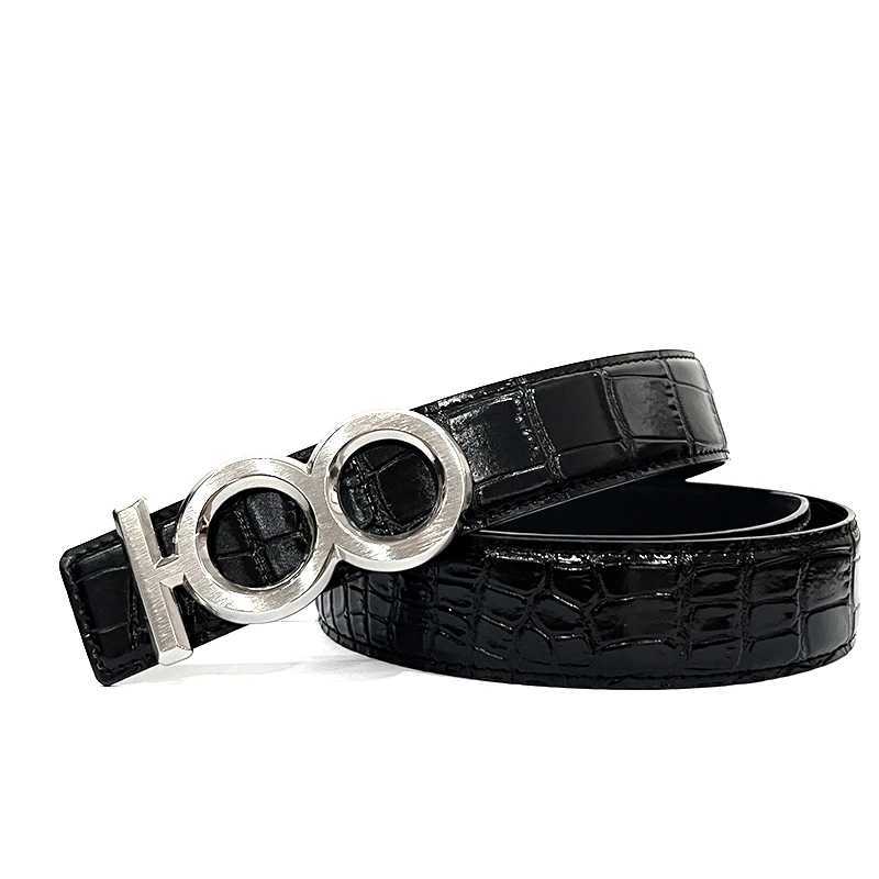 Top 100 luxury brand cowhide belts new crocodile patterned mens and womens belts authentic 100 point image buckle business W240920