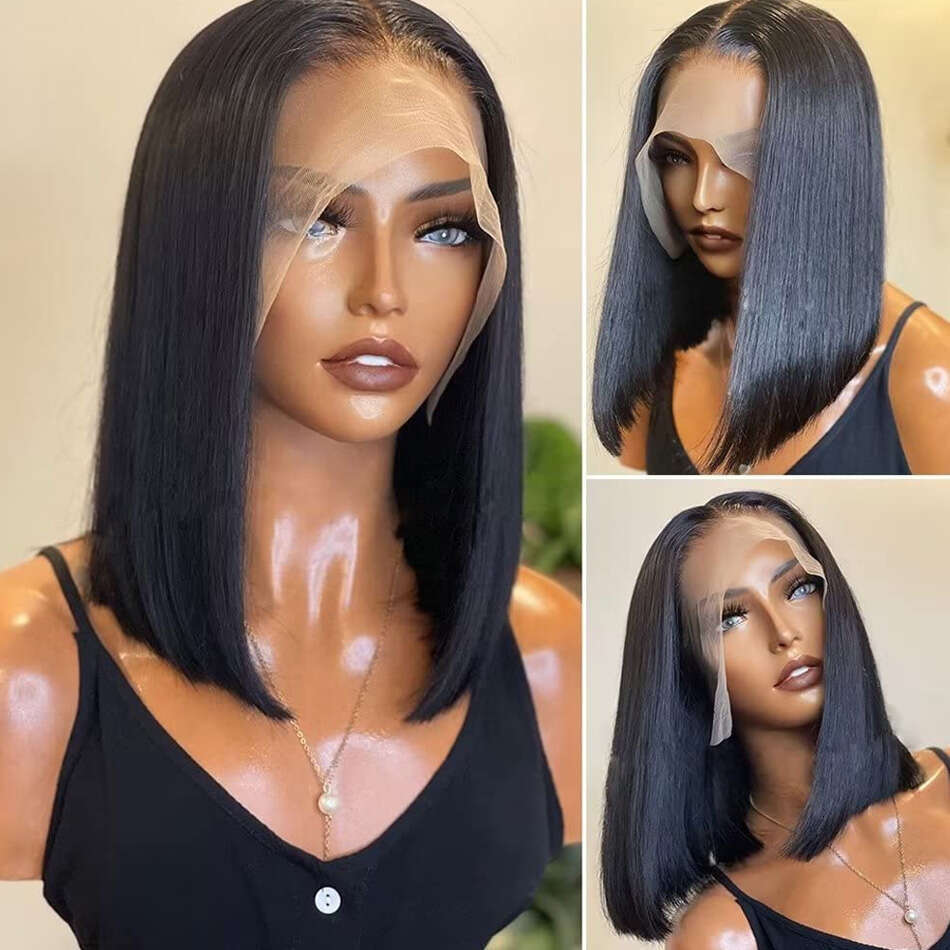 Short Bob Straight 12 14 16 Inch Front Wig 13X6 Transparent Lace Frontal Wigs 250 Density 13x4 Human Hair Natural Brazilian