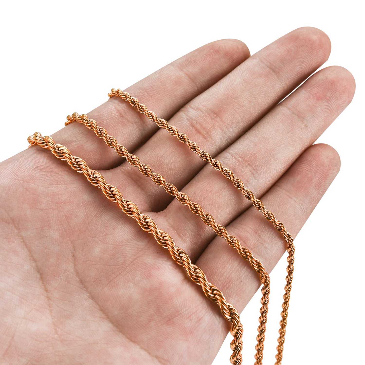 Stainless Steel Twist Rope Chains Men Women Rose Gold Color Plated Necklace Choker High Quality Jewelry Gifts 2/3/4mm WideX240919