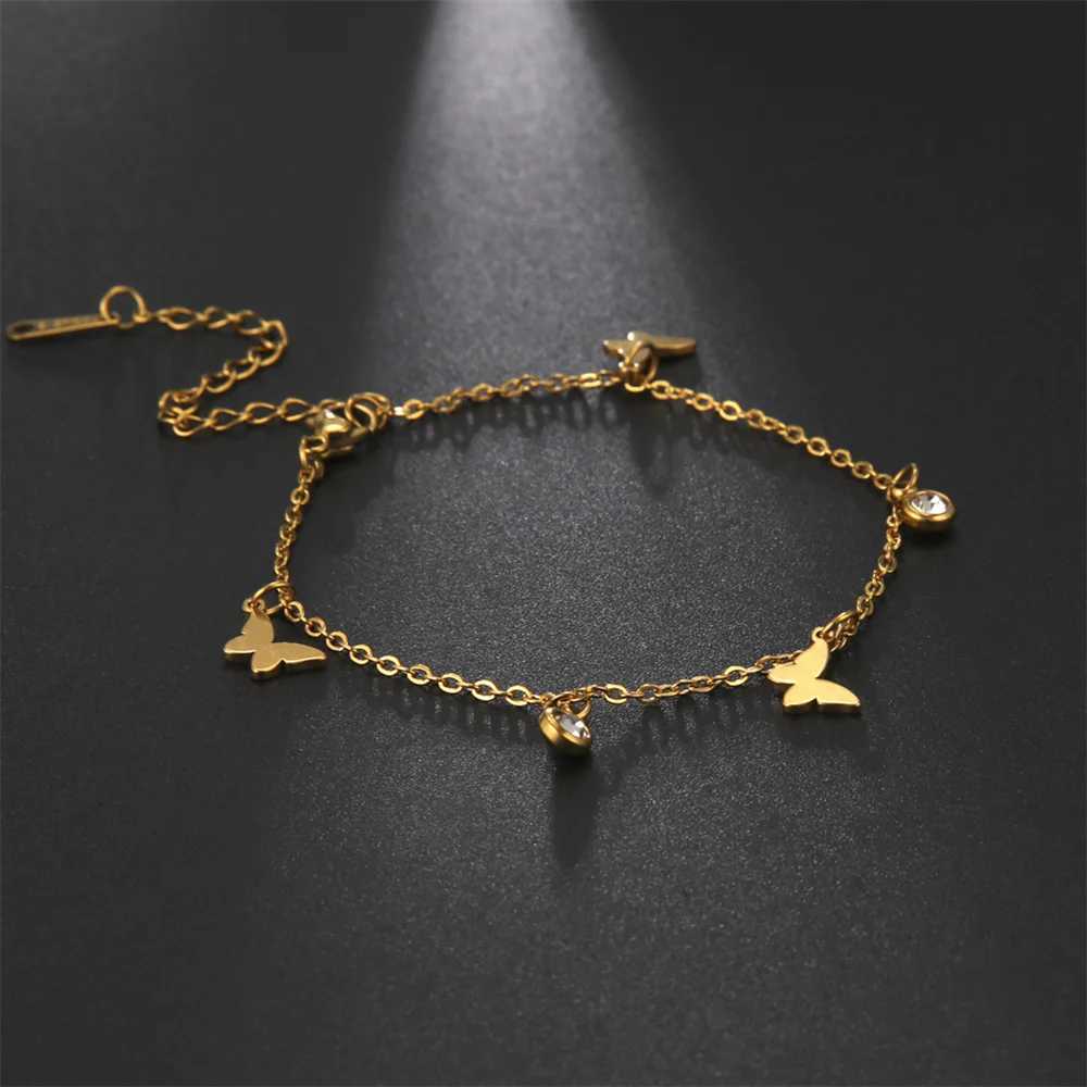 Trendy Stainless Steel Anklet Foot Bracelet Star Moon Heart butterfly Chain Anklets for Women Bracelet on the leg Jewelry Gifts Y240920