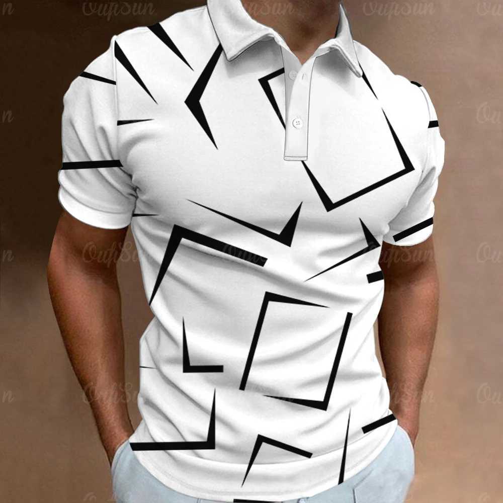 Fashion Mens Polo Shirt 3D Thin Line Stripe T-Shirt Top Summer Short Sleeve Polo Shirt Colorful Pattern Tee Casual Male ClothesX240920