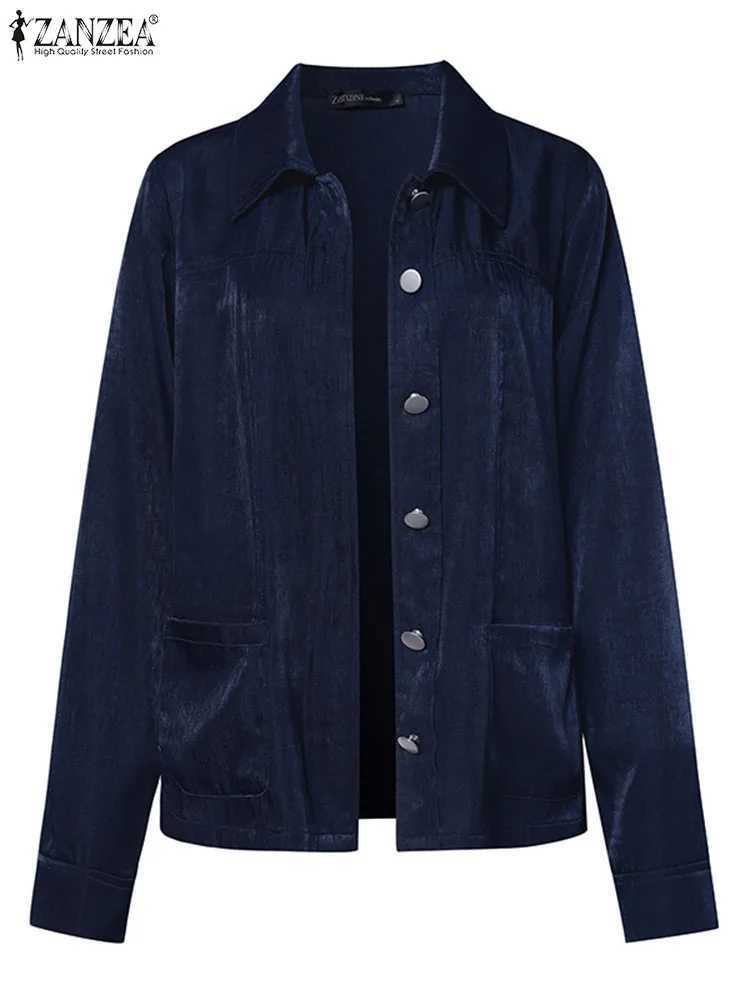 2024 ZANZEA Women Autumn Denim Coats Fashion Lapel Collar Jackets Long Sleeve Outwear Vintage Pocket Waisted Loose Casual TopsX240920