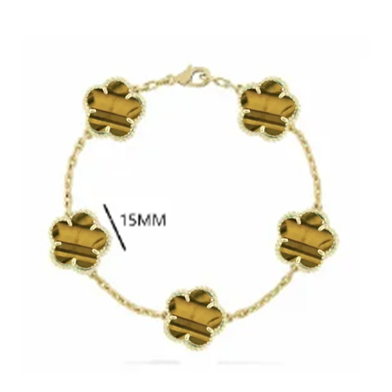 925 Silver Clover Five Flower 15mm Medium Chain High Quality Bracelet Luxury Jewelry Z260313