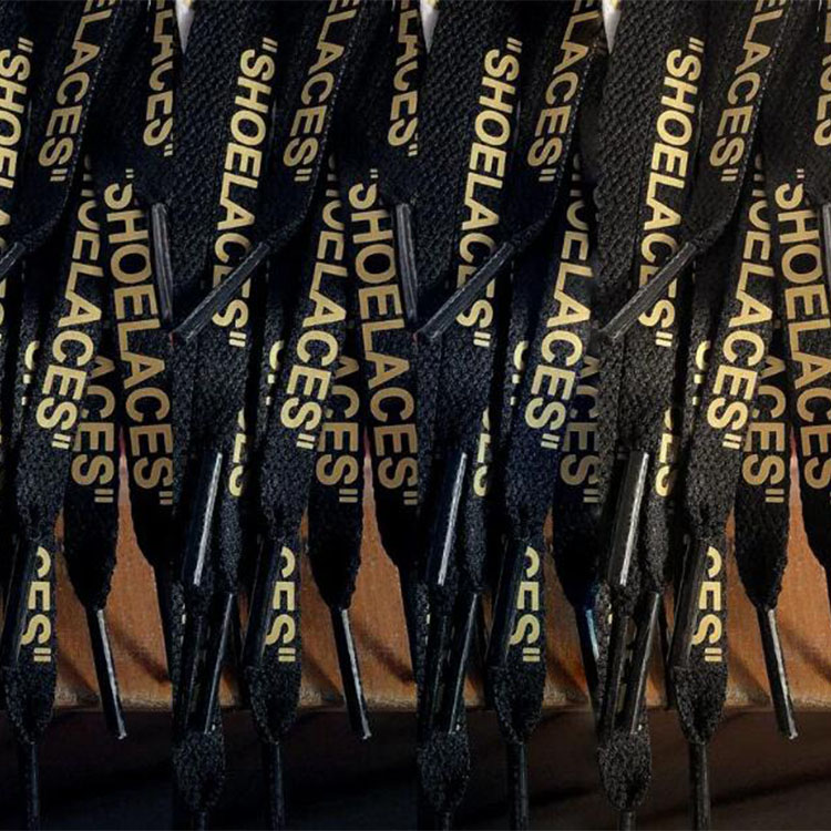 fashion shoe accessories wide 8mm double sides printed "SHOELACES"black white shoelace for sport shoe Canvas shoes