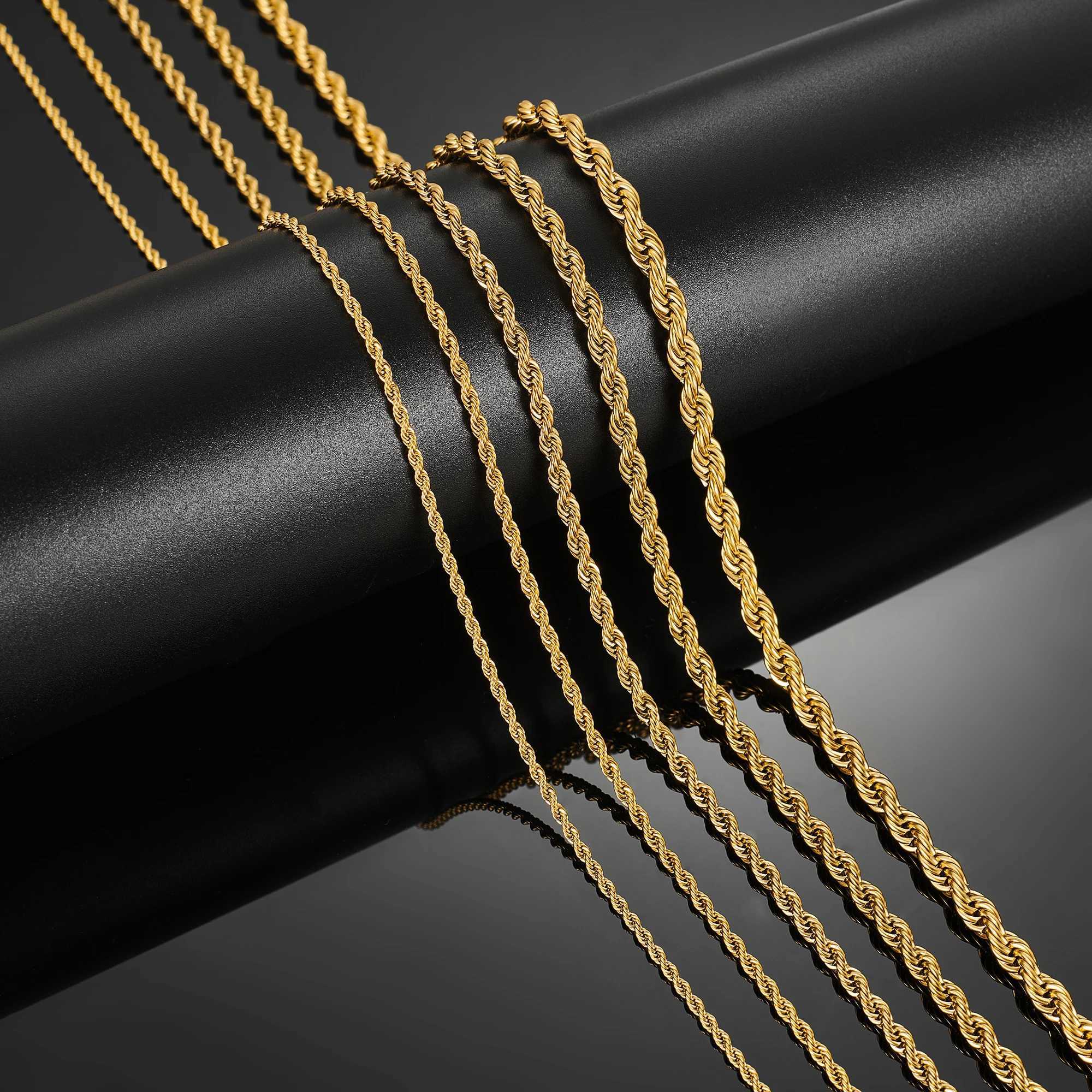 2/3/4/5/6mm Rope Chain Necklace Stainless Steel Men Women Never Fade Choker Jewelry Accessories Gold Color Plated Chains GiftX240919