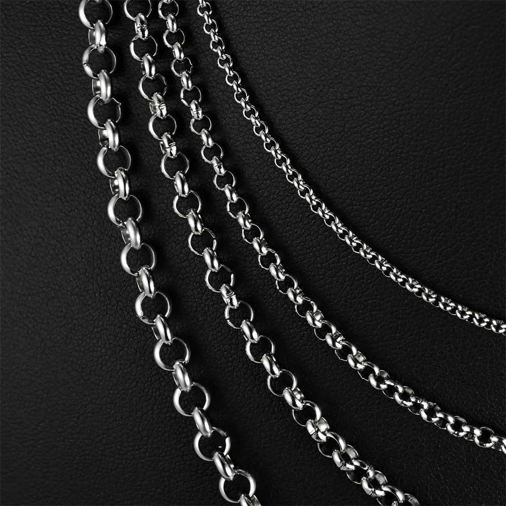 Wholesale 1Pc Width 2mm/3mm/4mm/5mm Stainless Steel Round Pearl Link Chain Necklace For Women Men DIY Jewelry Bracelet NecklaceX240919