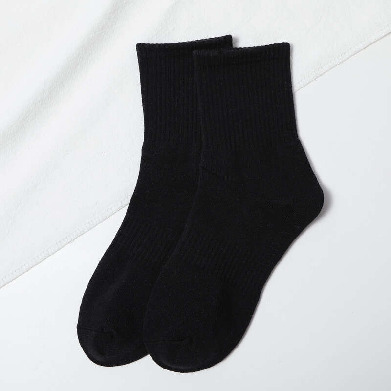 White Socks, Children's Mid Length Socks, Spring And Autumn Pure Cotton Ins, Trendy Black Long Socks, Summer Thin Style, Solid Color Long Tube Me