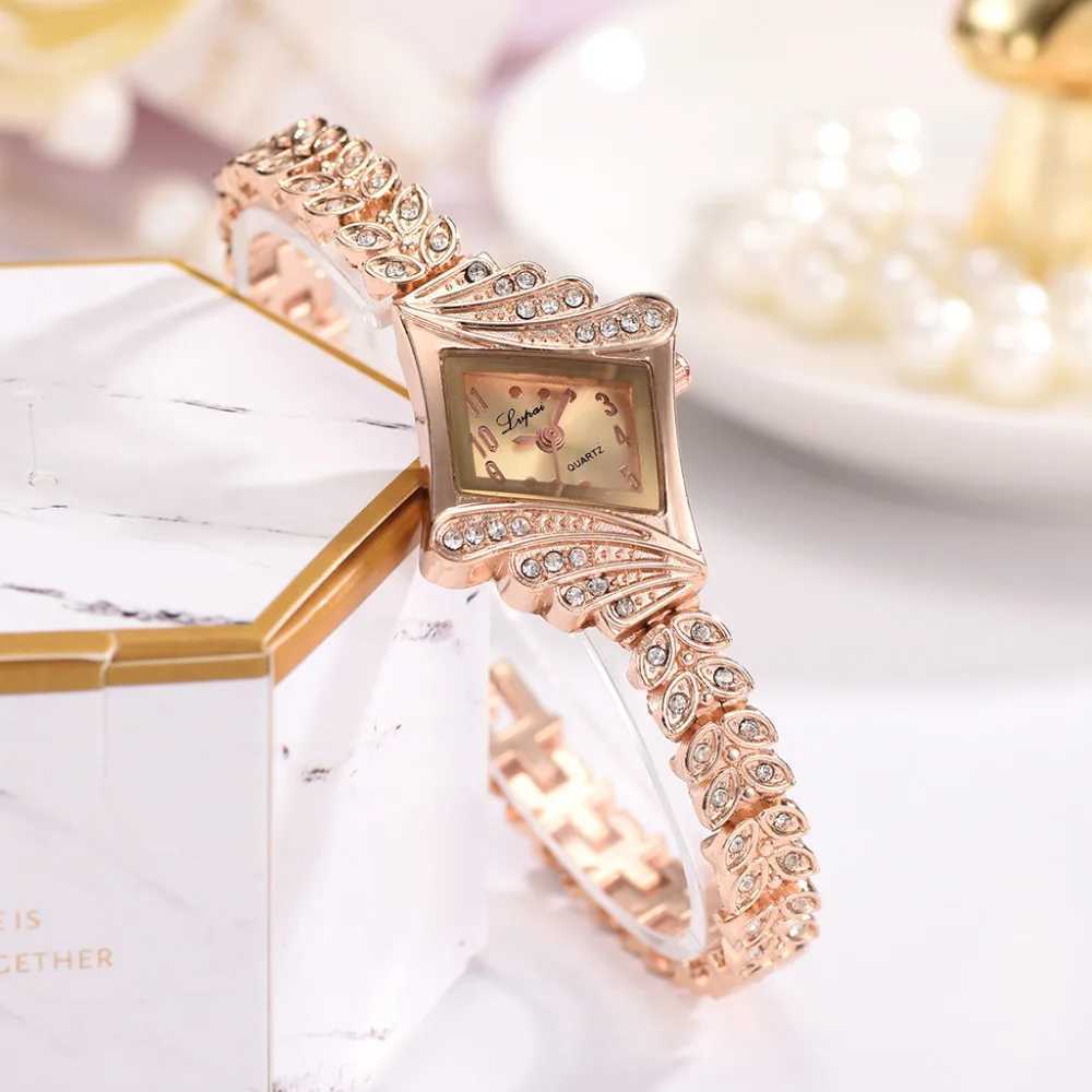 Women Watches Luxury Crystal Bracelet Gemstone Wristwatch Dress Watches Women Ladies Gold Watch Fashion Female Brand WatchX240920
