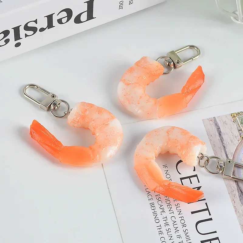 Silicone Simulation Shrimp Food Keychains Keyring for Women Men Gift Statement Unique Creative Bag Car Key Airpods Box JewelryX240919