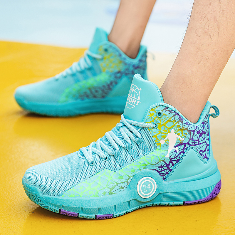 Men's anti-skid and wear-resistant sports shoes, men's high top shoes, shock absorption, practical basketball shoes