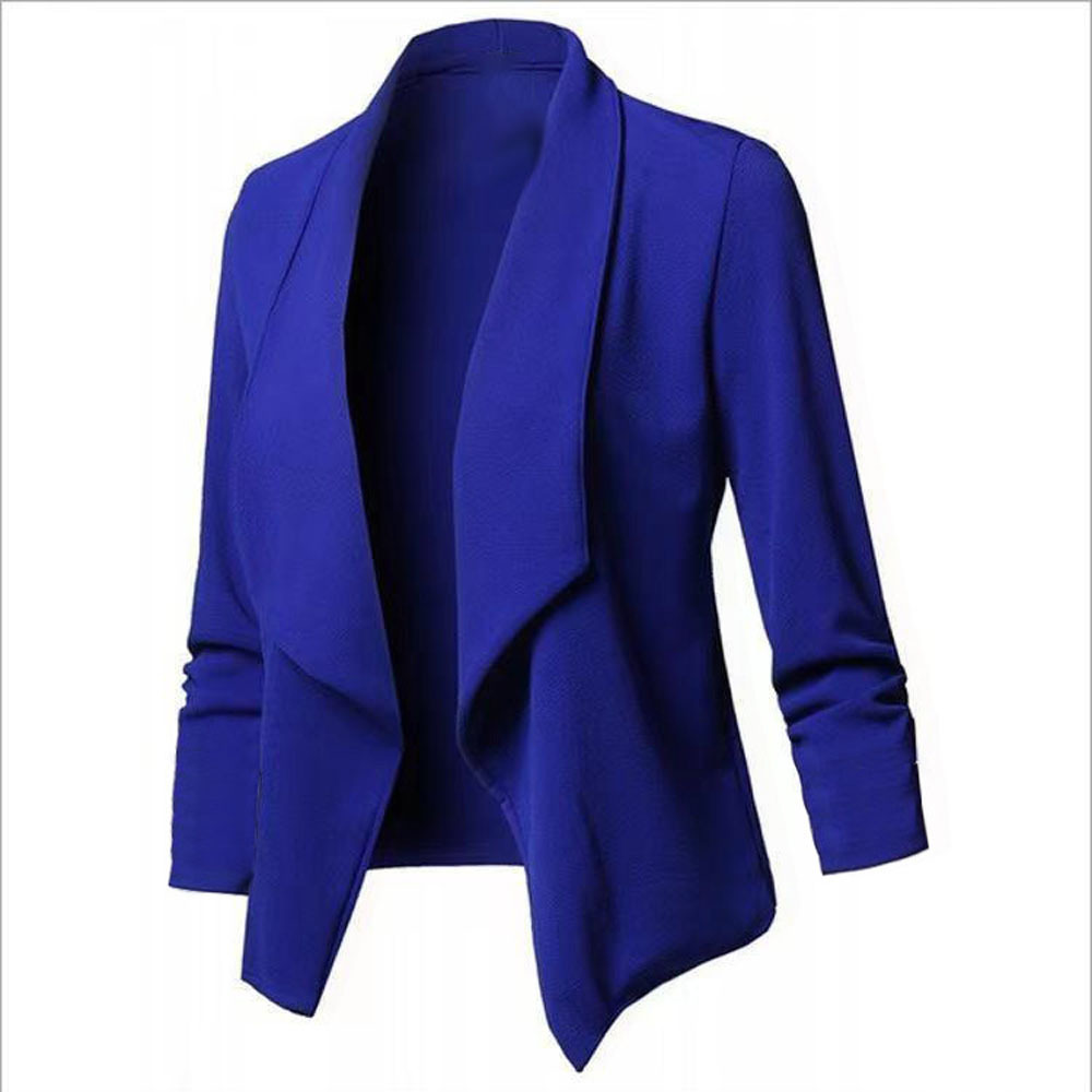 Women OL Oversized S-5XL Female Notched Long Sleeve Pleated Slim Business Workwear Cardigan Blazers Coats ZC545