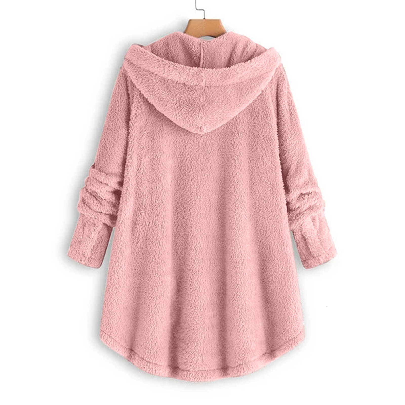 Women's Winter Fashion Plush Pocket Irregular Long Sleeve Keep Cat Ears Warm Coat