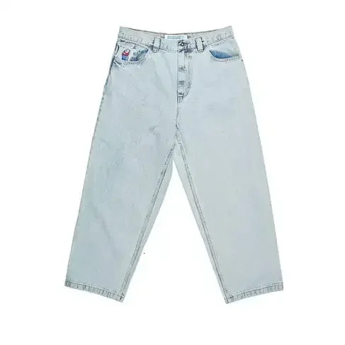 Polar Big Boy Baggy Jeans Y2K Japanese Gothic Hip Hop Cartoon Embroidery Vintage Blue Jean Men Women High Waist Wide Leg Trouser