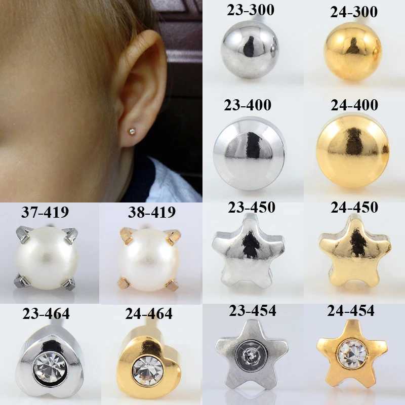 1 pair of fashionable surgical steel earrings with 24K gold-plated nickel free earrings earrings with pierced jewelry W240919