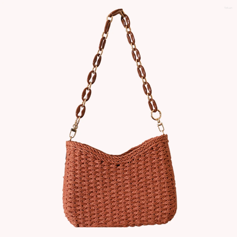 2025 NEW Drawstring Women Chain Classics Straw Casual Woven Crossbody Handbag Female Clutch zhanyishengli
