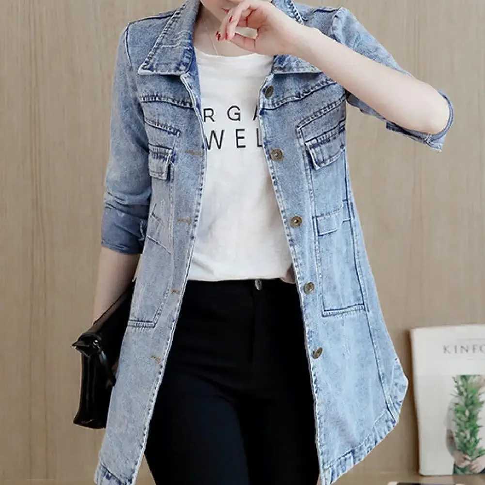 Trending Products Large Size Trench Coat Women Outerwear Denim Jacket Embroidery Autumn Clothing Fashion 2023X240920