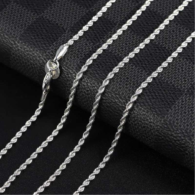 Charm 2MM 16-30INCHES 925 Sterling Silver Rope chain Necklace for woman fashion party wedding accessories jewelry giftsX240919