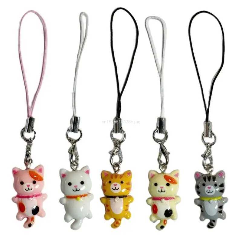 Cell Phone Strap Keychain Cat Pendant Phone Lanyard Anti Lost Keyring Jewelry DropshipX240919
