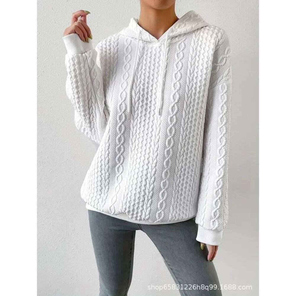 Hallowmas 2024 New Autumn Oversized Womens Jacquard Hooded Tie Up Long Sleeved Hoodie Knitted Women Jacket Coats Womens Jacket Designer Coat Autumn Dr