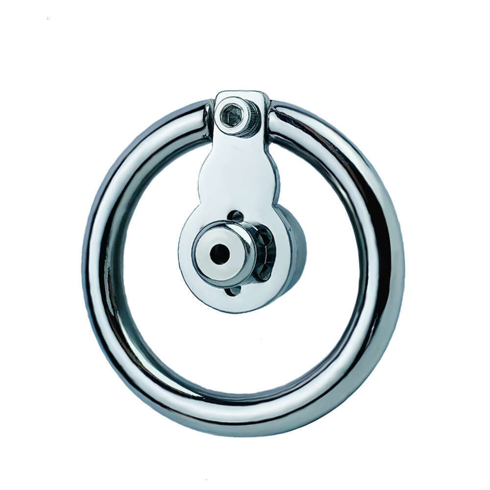 FRRK 304 stainless steel flat hardcore metal short cock ring penis cage with catheter chastity cage for male