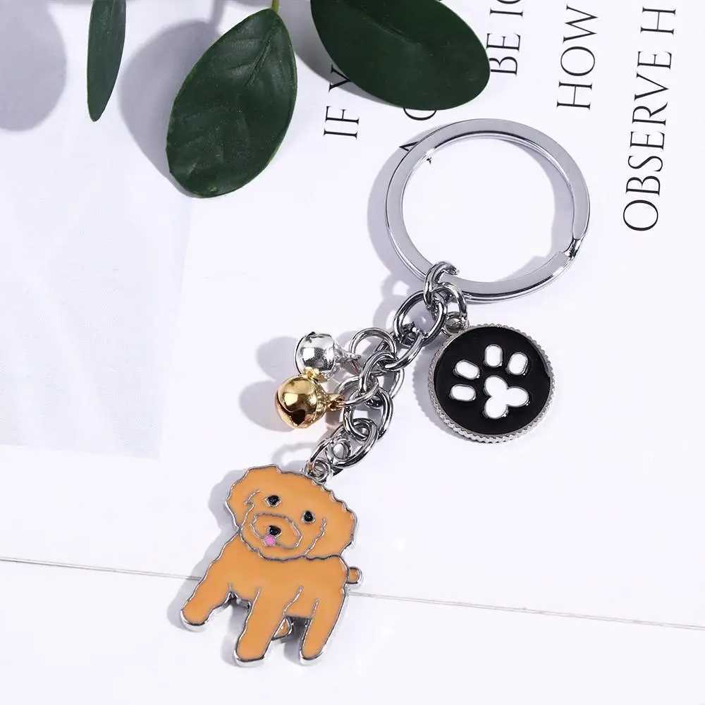 Lover Gift White Animal Bell Husky Teddy Dog Golden Retriever Dog Keychain Pet Keychain Dog Pendant Pet KeyringX240919